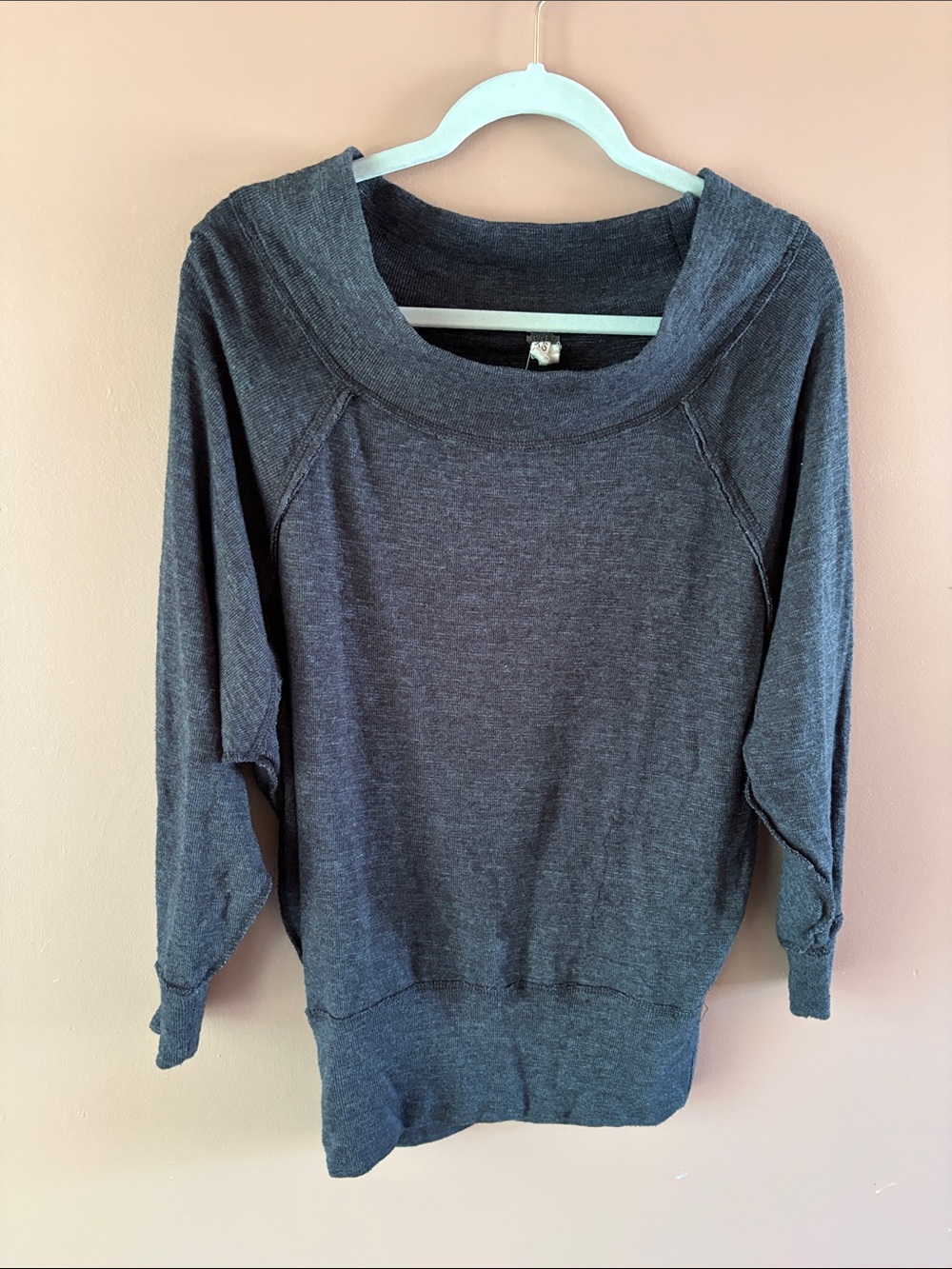 We The Free Off-the-Shoulder Charcoal Grey Sweater